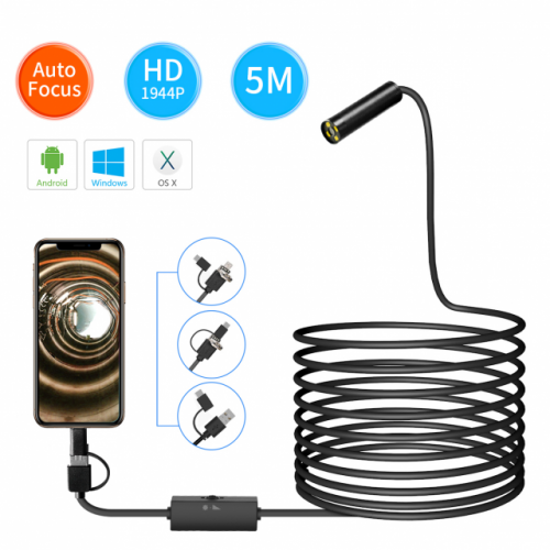 C108A 5MP 12mm 4LED hard cable auto focus camera endoscope wire camera for mobile endoscope