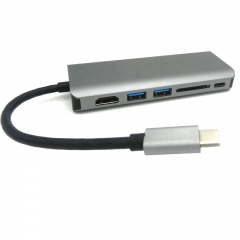Space Gray High Speed 6 In 1 USB-C Dock Type C Hub to HDMI Port RJ45 Ethernet Port 2 USB 3.0 TYPEC Hub For Macbook