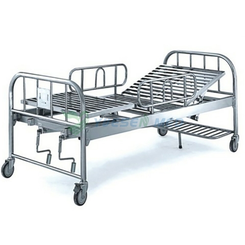 Clinical Stainless Steel Double Cranks Hospital Bed With Castors YSGH1028