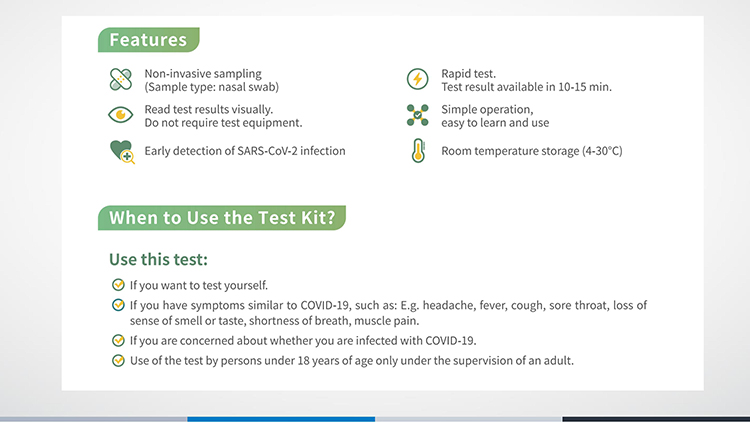 Kit de teste rápido COVID-19 - Teste de uma etapa de autoteste para antígeno SARS-CoV-2 (ouro coloidal) (esfregaço nasal)