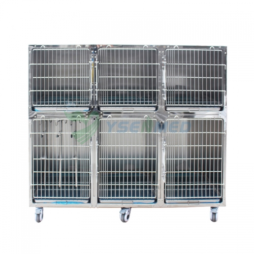 YSENMED YSVET1830D Veterinary Stainless Cage Dog Cage Banks Stainless Kennel Banks Pet Combination Cage