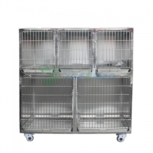 YSVET1500D Veterinary Stainless Cage Dog Cage Banks Stainless Kennel Banks Pet Combination Cage