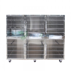 YSENMED YSVET1830M Jaula de acero inoxidable para uso veterinario Bancos de jaula para gatos Jaula de combinación para mascotas de acero inoxidable