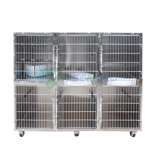 YSENMED YSVET1830M Veterinary Stainless Cage Cat Cage Banks Stainless Pet Combination Cage