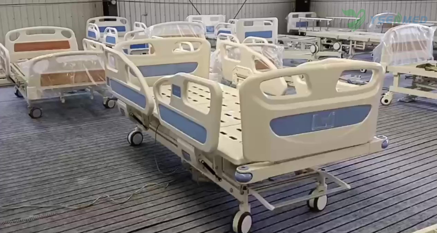 Vidéo d'introduction aux fonctions du lit de soins intensifs d'hôpital YSENMED YSHB-D7H à 7 fonctions.
