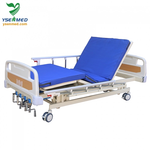 Cama de hospital manual de cinco manivelas YSHB-HN05A