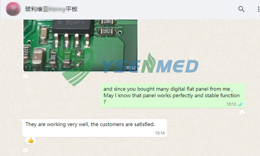 Customer from Bolivia satisfied with YSENMED flat panel detector YSFPD4343A.