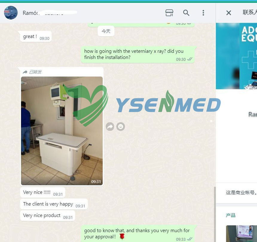 طبيب بيطري للحيوانات الأليفة من هندوراس سعيد بنظام الأشعة السينية البيطرية الرقمي YSENMED YSX056-PL 5.6kW.