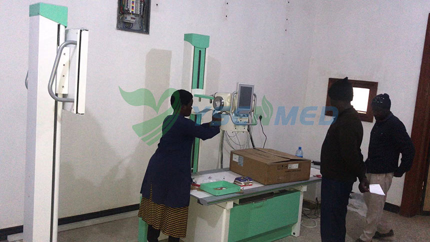 YSENMED YSX500D 50kW digital x-ray system being set up in a hospital in Tanzania