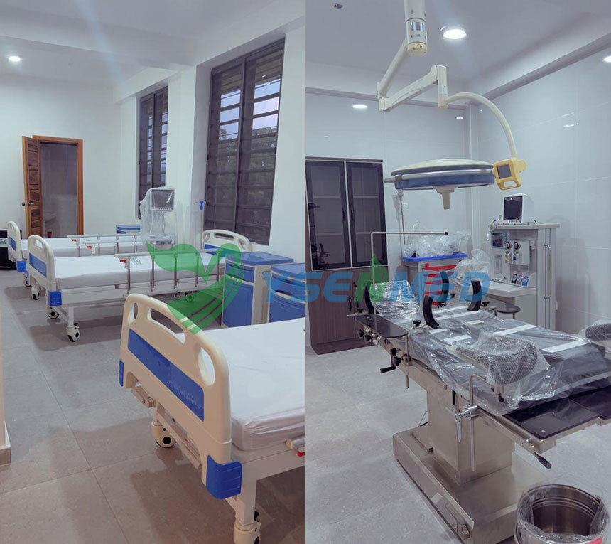 Installation réussie de la table d'opération YSOT-YT5D et du respirateur VG70 dans un hôpital au Ghana