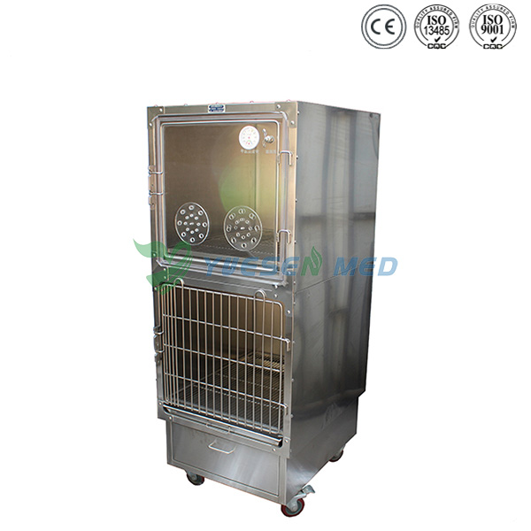 hot sale mobile stainless vet oxygen cage YSVET610B