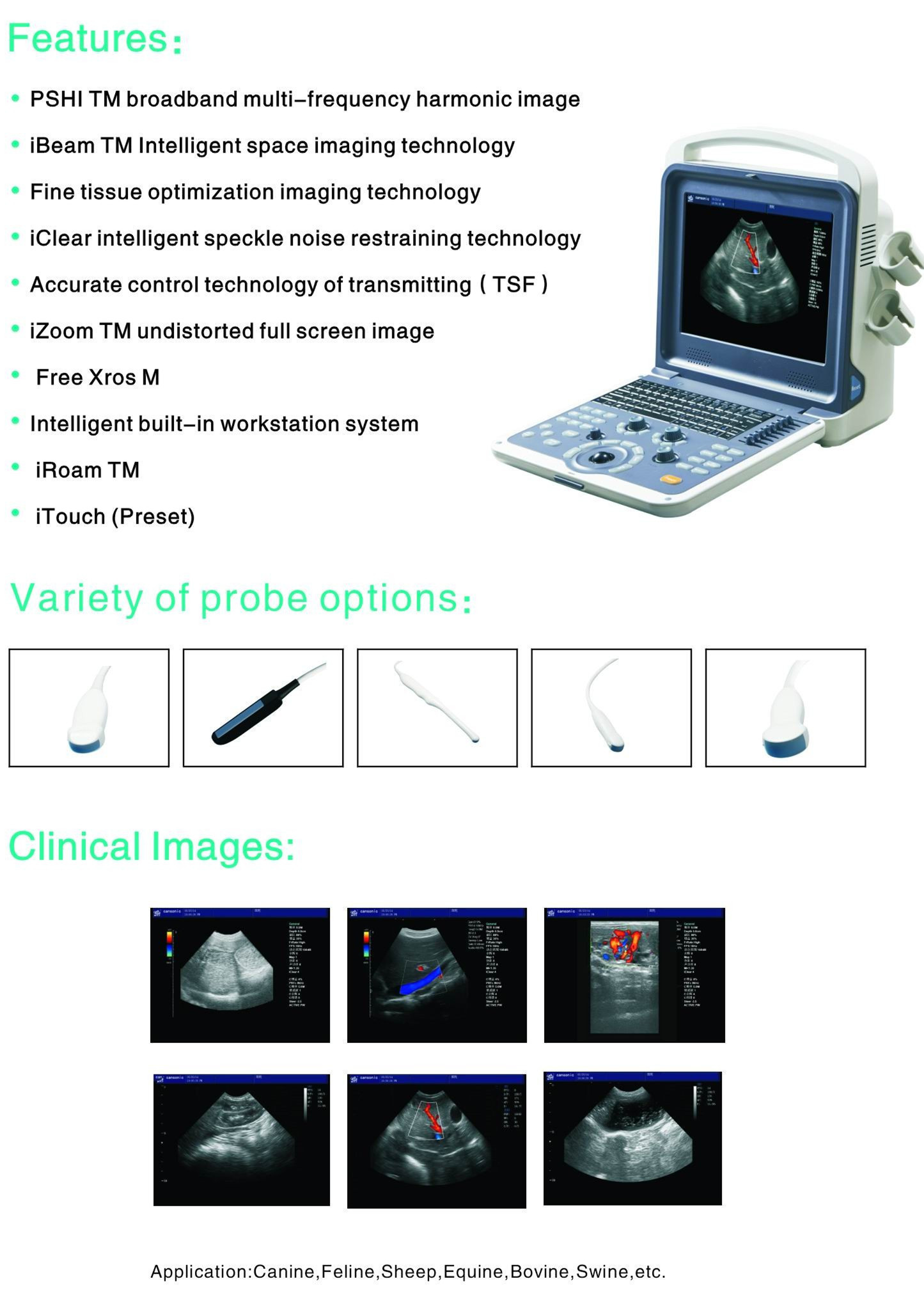 Veterinary Portable color doppler ultrasound YSB-K6000V