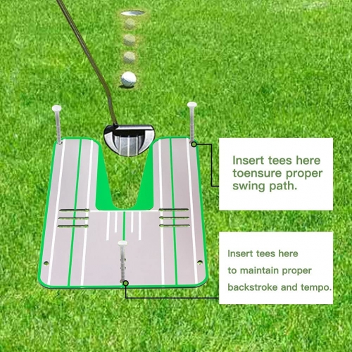 Golf Putting Alignment Mirror Practice Putting Trainer with Hole Cup Set