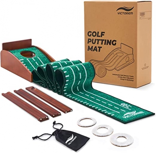 Wooden Golf Green Putter-Trainer green indoor golf putting mat 1 Hole training aids mini golf carpet in stock