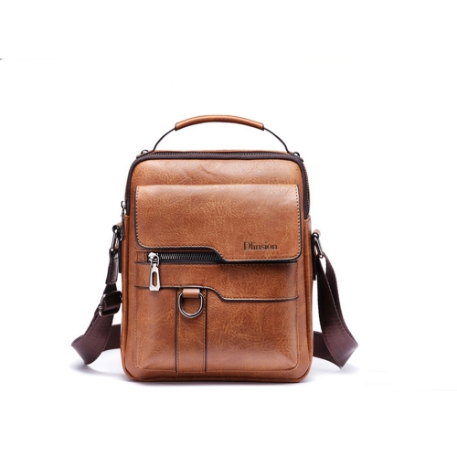 Dlinsion Men's messenger bag retro large capacity leather bag