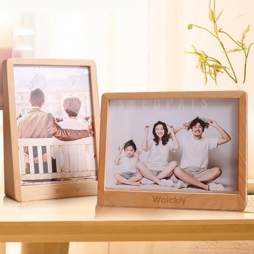 Woickly 7 inch simple beech wood acrylic wooden photo frame