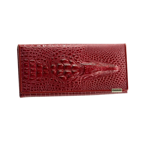 Odokele Large-capacity leather wallet with patterned long zipper