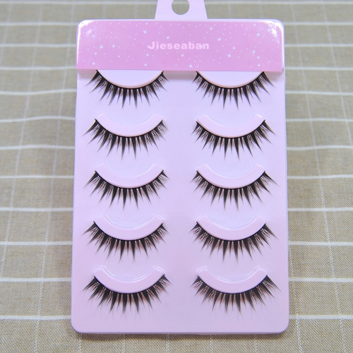 Jieseaban False eyelashes natural thick artificial eyelashes 5 packs