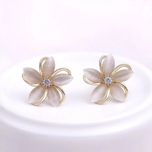 nijlpaard French niche two-wear flower opal earrings