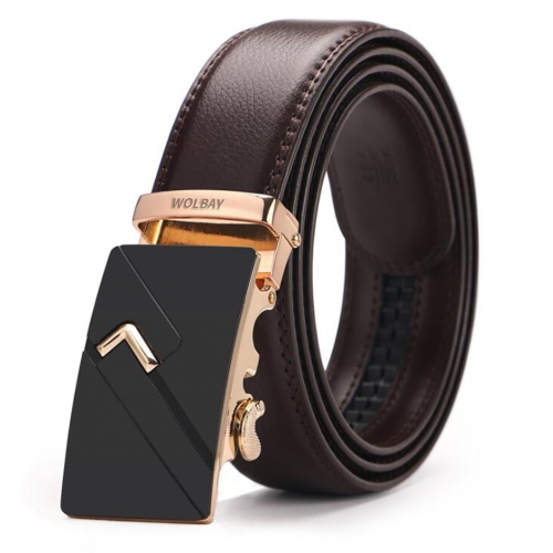 WOLBAY Automatic buckle top layer cowhide belt