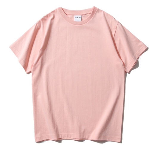 FATELOS Round neck solid color t-shirt loose short sleeves