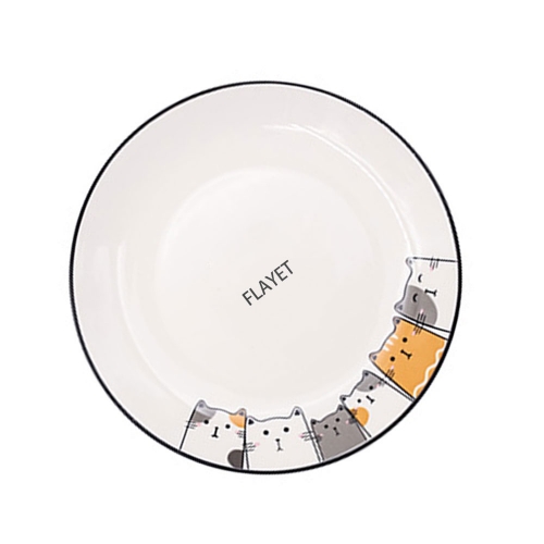 FLAYET Home Ceramic  Dinner Plate Nordic Cartoon Cat