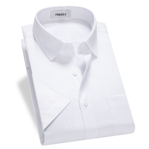 FRAZILY Summer cotton men's white short sleeve shirt