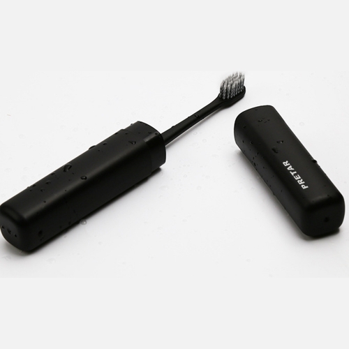 PRETAR Japanese style simple soft bristled black toothbrushes 2 packs