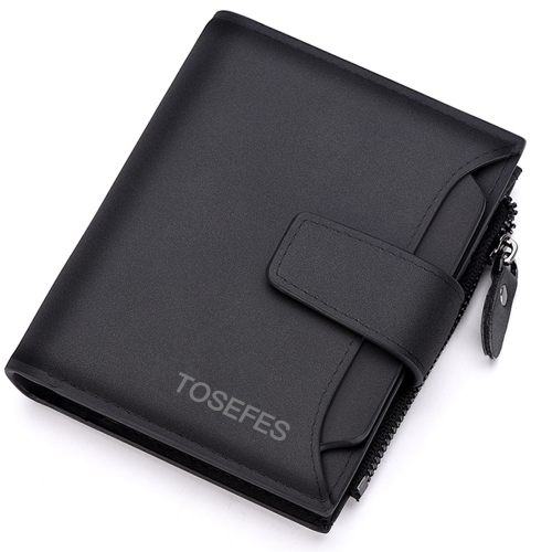 TOSEFES Men's Short Zip Wallet Card Case