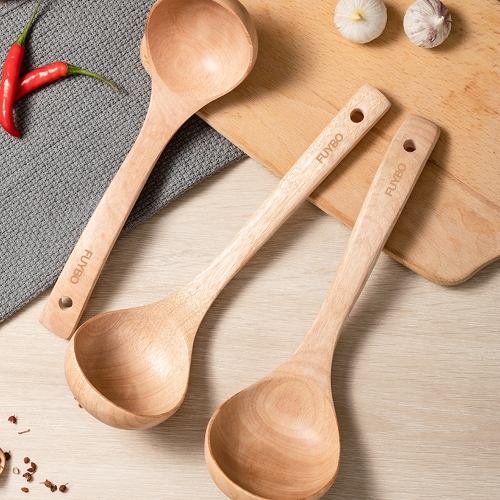FUYBO Long handle wooden spoon that does not hurt the pot