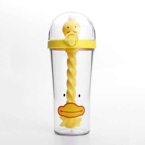 Fuscrip Simple and cute little yellow duck cup-with straw