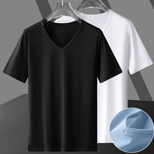 Wizbran Summer trend men's V-neck solid color ice silk short-sleeve T-shirts 2 pieces