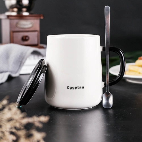 Cggptau cute and simple Mugs with lid and spoon