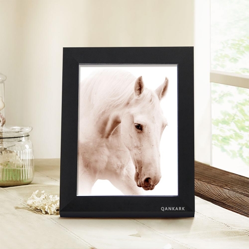 QANKARK 5 inch solid wood Photo frame can be hung on the wall or table