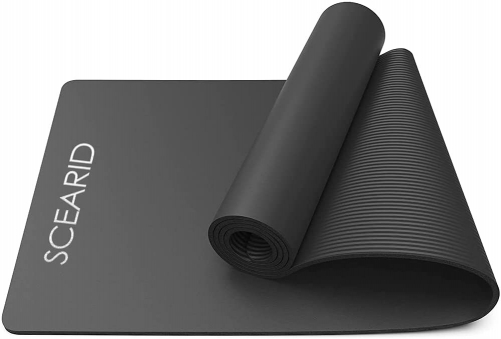 SCEARID Yoga Mat Premium High-Density NBR Foam with Carrying Strap - Non Slip Eco-Friendly Indoor Outdoor Exercise Mat for Home, Gym - 183 x 60 x 1 cm