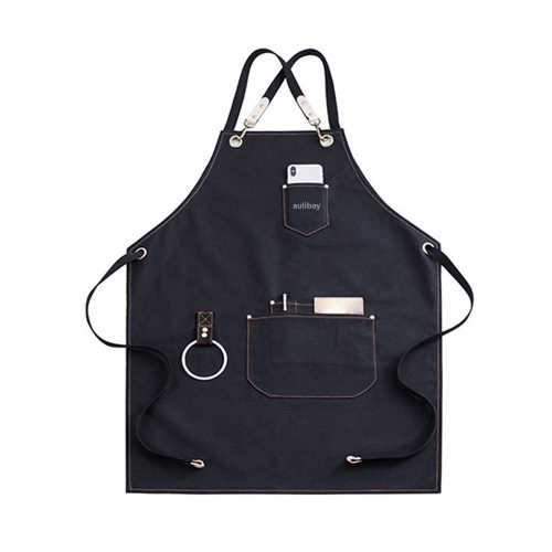 aulibay Black denim kitchen restaurant milk tea shop aprons