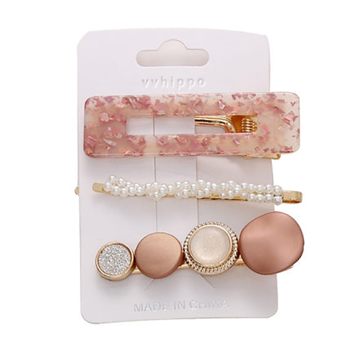 vvhippo Korean style girl pearl headdress word clip Hairpin (5 set)