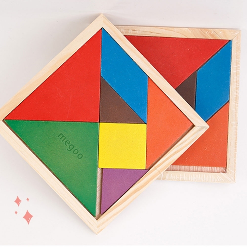 megoo Wooden puzzle tangram intelligence Toy building blocks (10  pcs)