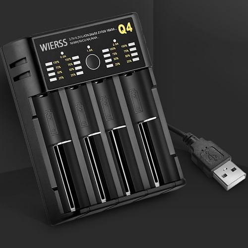 WIERSS Multi-function universal smart USB fast charging 18650 four-slot battery charger