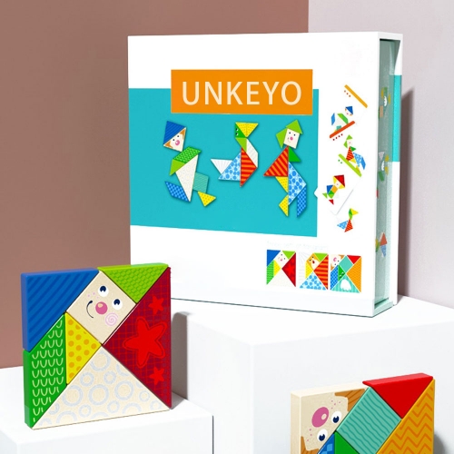 UNKEYO Children's toy tangram puzzle wooden blocks