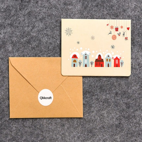 Qkkcraft Business Message Card Gift Card Christmas cards (4 types-6 copies each)