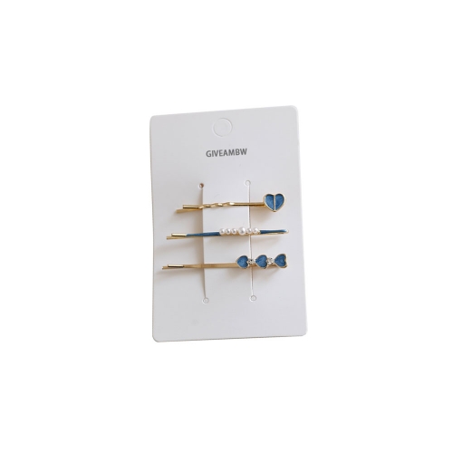 GIVEAMBW Korean style simple net red girl sweet blue love Hairpin (5 pcs)