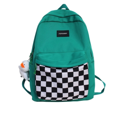 JIUFANNY simple student plaid stitching Japanese and Korean style Backpacks