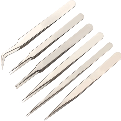 Zarfand frosted anti-magnetic and anti-acid high hardness Tweezers (6 piece set)