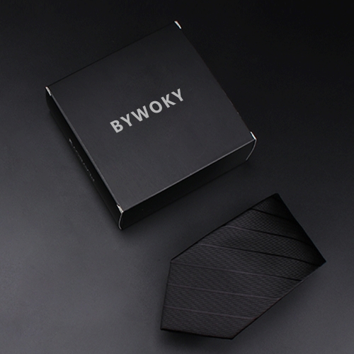 BYWOKY 8cm formal business black Knotted by hand Neckties