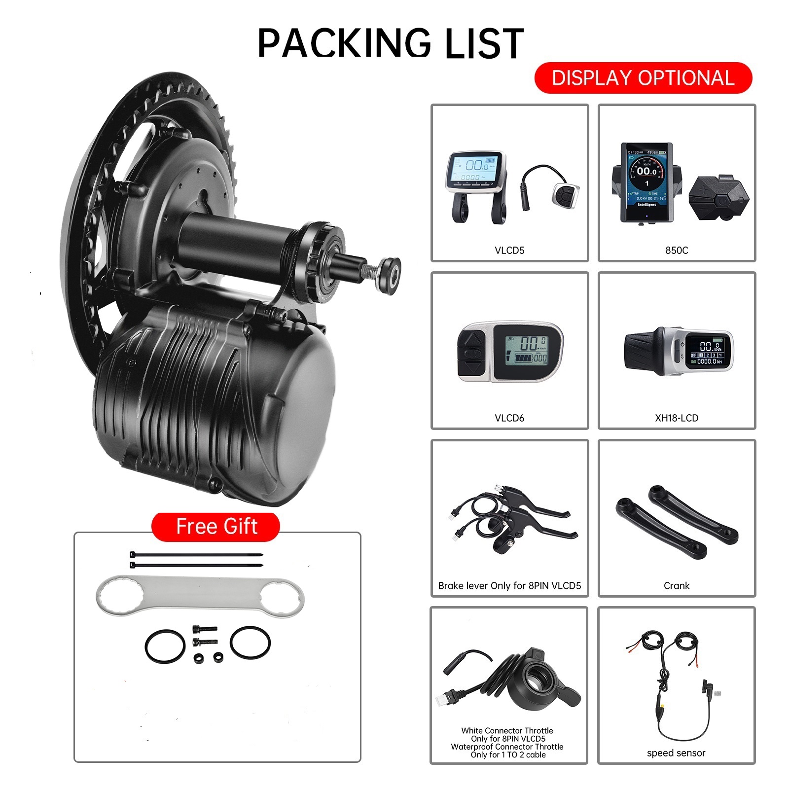 TSDZ8 tongsheng Mid Drive Motor Kit 750W 500W 250W electric