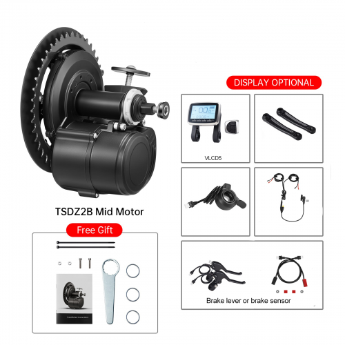 Tongsheng TSDZ2B Mid Drive Torque Sensor 36V 250W/48V 500W ebike Motor Electric Bicycle Conversion Kit  throttle e-brake vlcd5