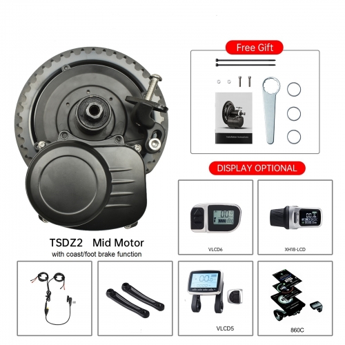 tsdz2 tongsheng TSDZ2B 36V 250W electric bicycle ebike mid motor torque sensor coast/foot brake function Bicycle Conversion Kit