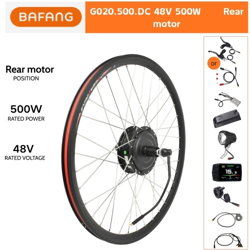 Bafang Hub Motor 48V 500W Electric Bike Conversion Kit Rear Front Drive Engine eBike Kit with G020 500DC (V or Disc Brake)