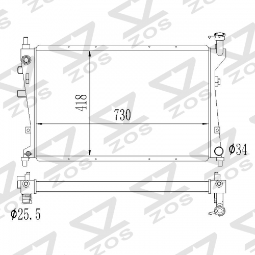 Ford Focus 2.0L L4 1999cc 122ci 2.5L L5 2521cc 154ci Turbocharged 2008-2011 RADIATOR